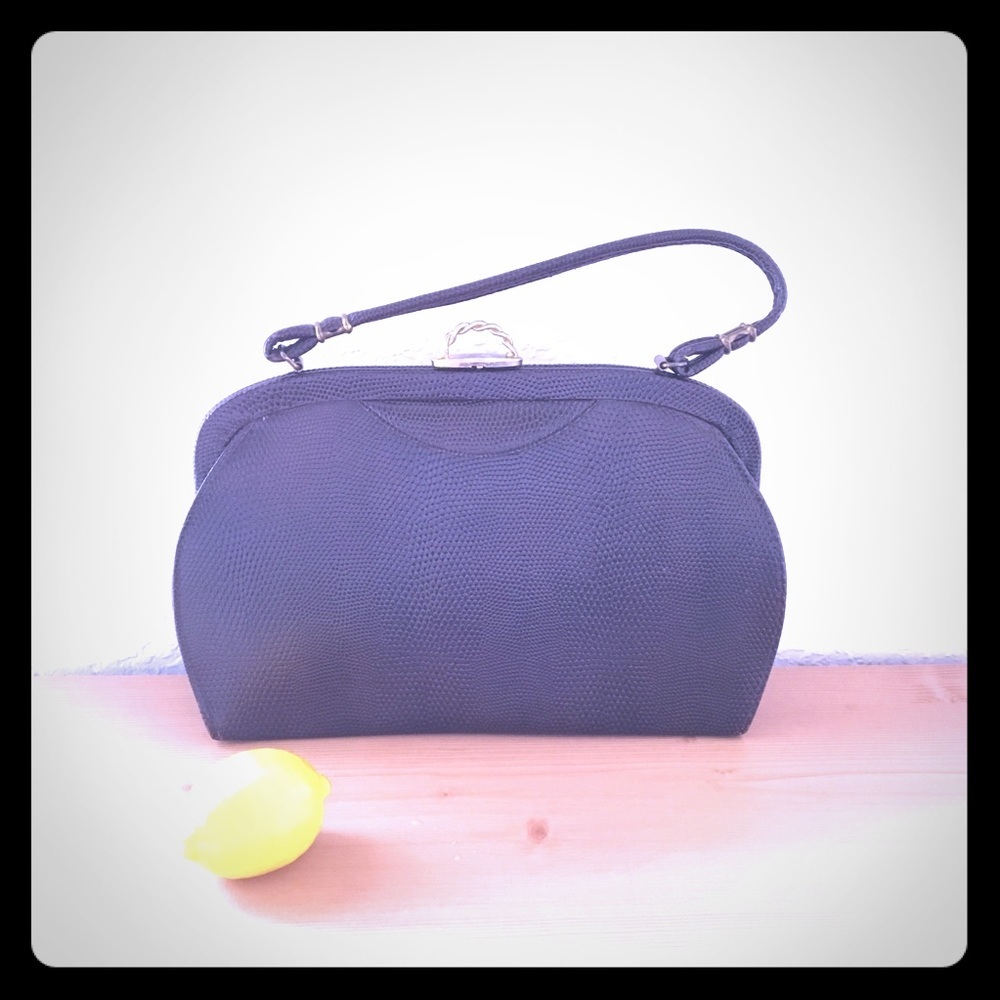 1950’s Vintage Frame Bag in Python-Embossed Vinyl​